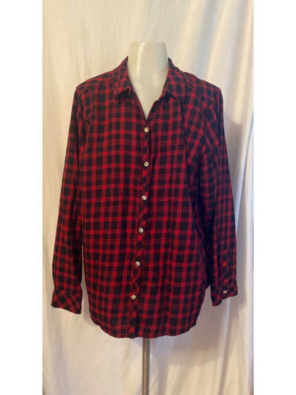 Croft & Barrow Red And Black Buffalo Plaid Flannel Shirt